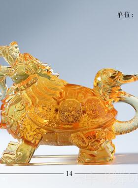 正品琉璃龙四神兽金钱品龟办公工艺家居招龟财书房玄关室装饰摆件