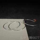 9归99足银素面闭实口古法细镯子心 原 正品 秋叶夏花纯女银手镯