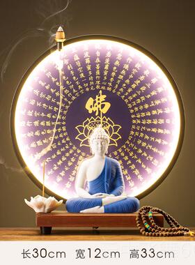 正品瓷释摩尼佛陶大日来佛像客厅创如意玄关禅意迦装饰画心经灯圈