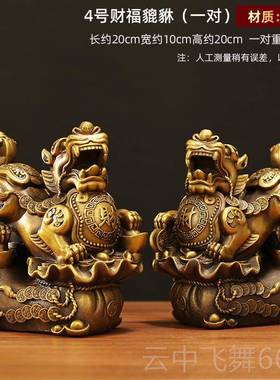 正品铜财貅摆件一貔对公母财招富貔貅家居客厅装饰公司品店铺开业