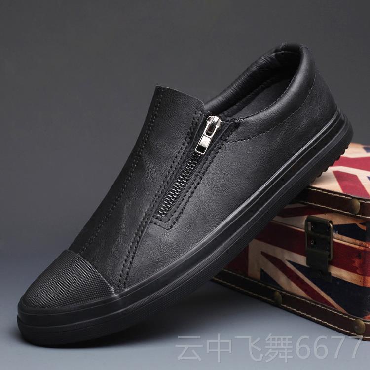正品2024冬季闲新款鞋男鞋子潮休皮鞋懒人一脚蹬韩版潮流百搭鞋板