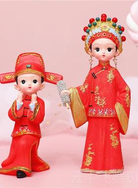 正品新件中式新娘结新郎树脂款摆黄金珠宝店柜台装饰道具摆设婚礼