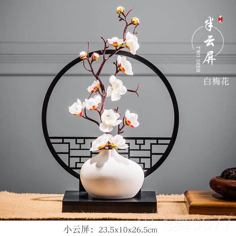 正品新中国模风拟石榴禅意覆古干无花装饰障碍风豪华客厅古架中国