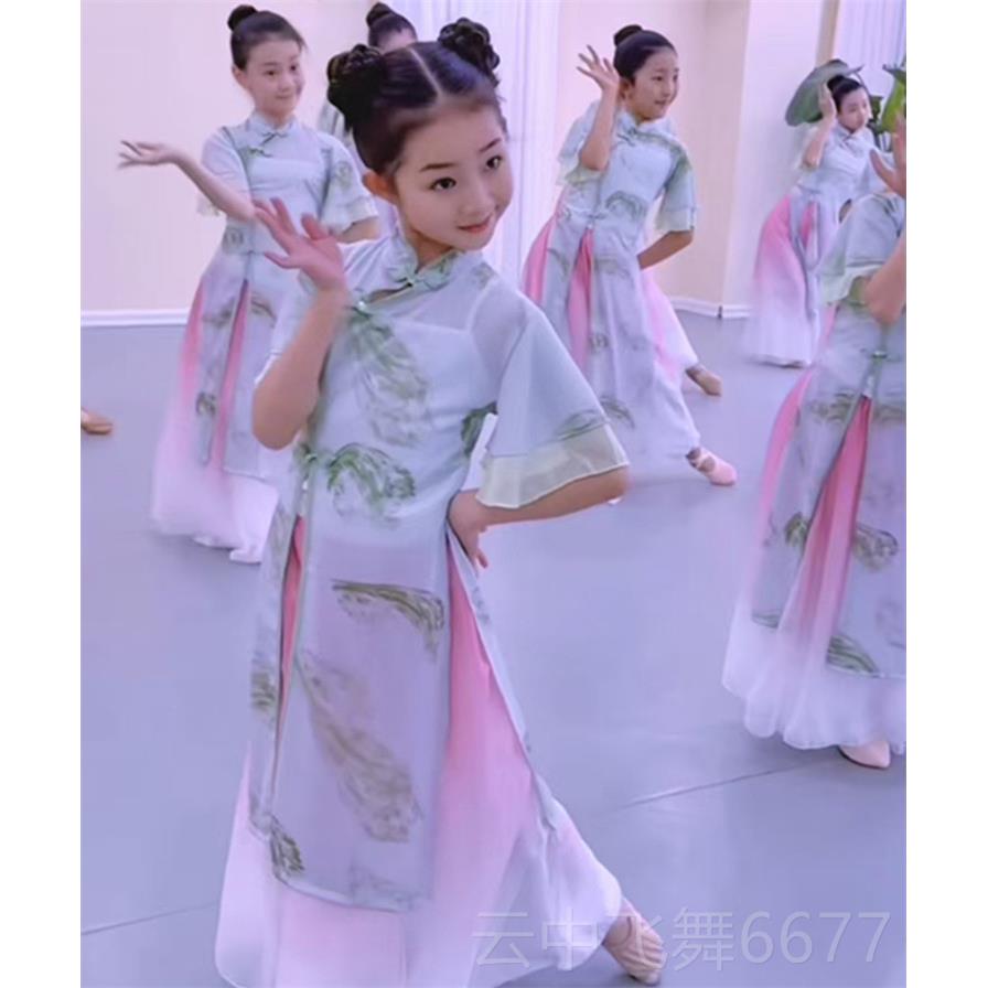 正品儿演童古典舞表服装小月儿同款冠玉舞服装儿扇童蹈旗袍表演服