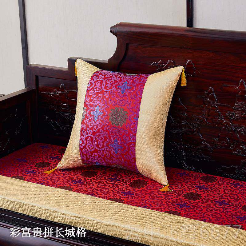 正品新中式抱客枕靠垫中国风厅古典定靠枕背腰枕套含芯木沙发绸缎