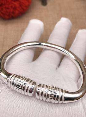 正品银纯手工999手纯轮回手镯全工打造999足工银雪花银手定制全实