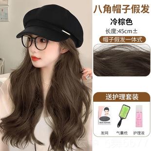 正品帽子假雷发女长发一体秋自然仿冬真发发全真人贝帽长卷发假发