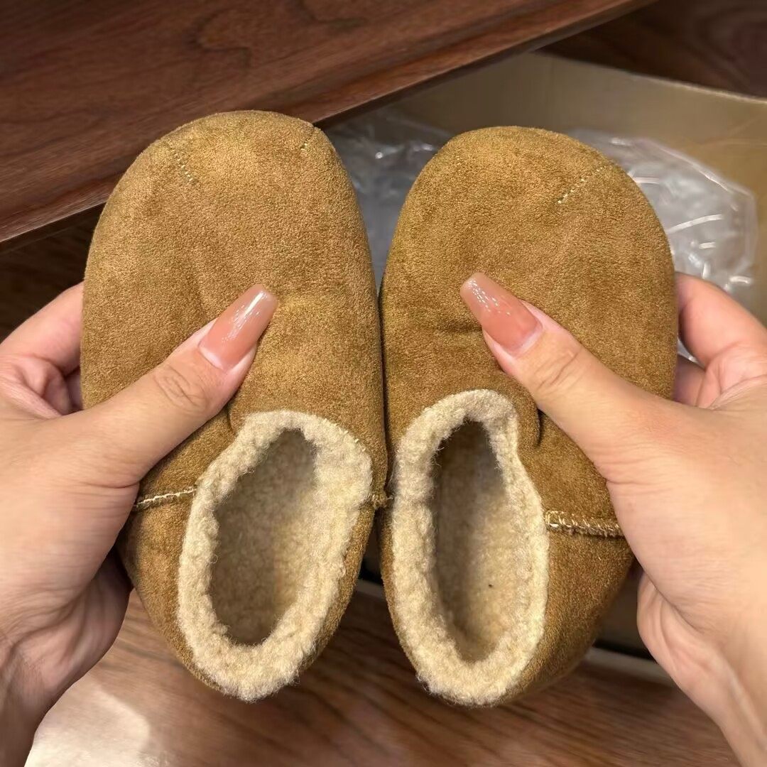 韩版童鞋可爱元宝冬季儿童软乎复古面包鞋男女童一脚蹬软底棉鞋