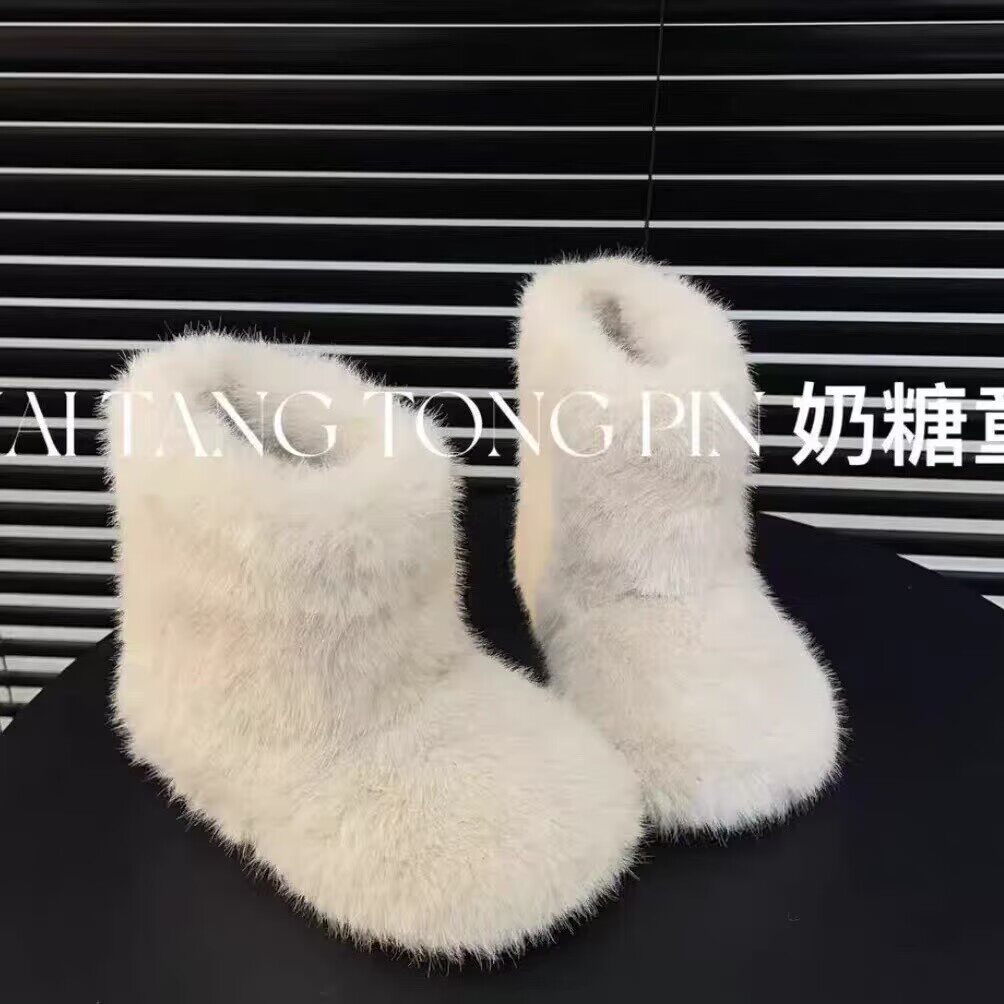 韩版女童毛毛鞋冬日热可可新款