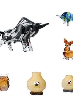 现代简约创意玻璃牛摆件