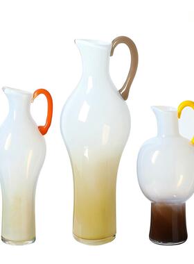 现代简约渐变色玻璃水壶花瓶摆件