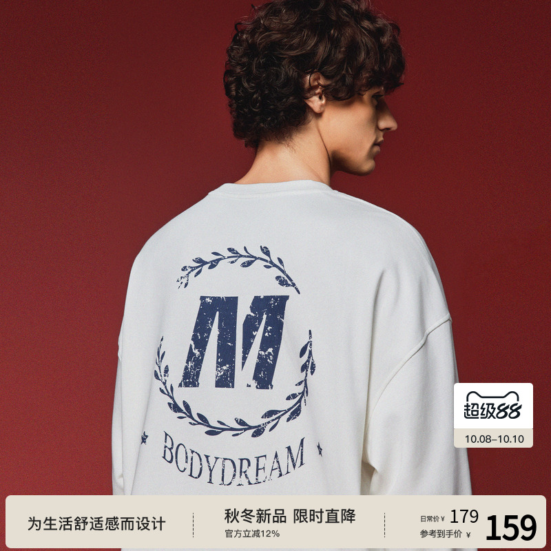 【复古回潮】BODYDREAM秋季新款长袖男t恤复古做旧宽松套头衫上衣