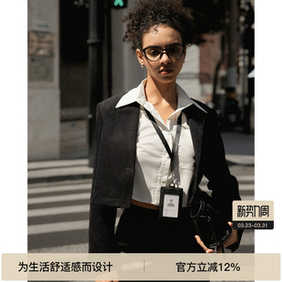 BODYDREAM西服外套女新款经典百搭复古通勤西装黑色短款上衣潮