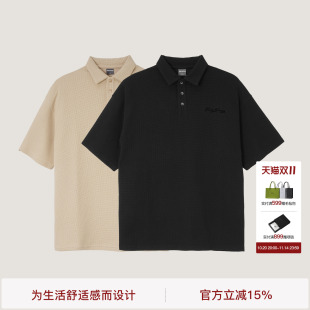 宽松休闲重磅情侣装 男夏季 t恤 复古翻领短袖 BODYDREAM华夫格POLO衫