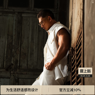 【动静之间】BODYDREAM老钱风马甲男夏宽肩梭织无袖衬衫叠穿坎肩
