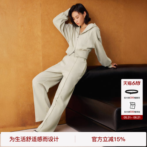 BODYDREAM松弛慵懒风春季外套女短款廓形休闲卫衣miu系运动套装