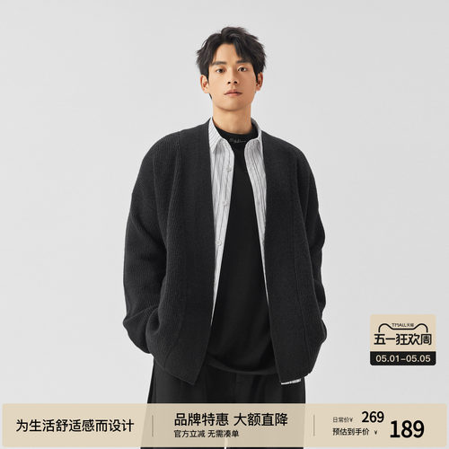 BODYDREAM毛衣男款宽松落肩开衫外套休闲慵懒风针织衫冬/可翻折边