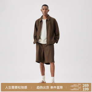 BODYDREAM宽松翻领飞行夹克男短款外套/休闲梭织纯色潮牌短裤套装