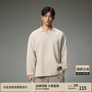 BODYDREAM老钱新贵海鸥领POLO衫 肌理长袖 上衣针织衫 小V翻领 男士