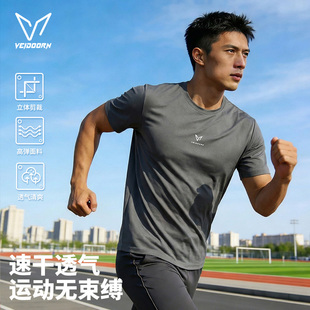 新款 夏季 冰丝薄透气运动训练跑步t恤健身速干衣V 男士 维动速干短袖