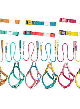 UNMIXED牵引绳狗狗胸背脖圈项圈套狗链子外出撞色背心式宠物用品