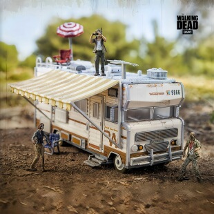 麦克法兰行尸走肉积木戴尔房车微缩场景1/35兼容乐高拼装建筑模型
