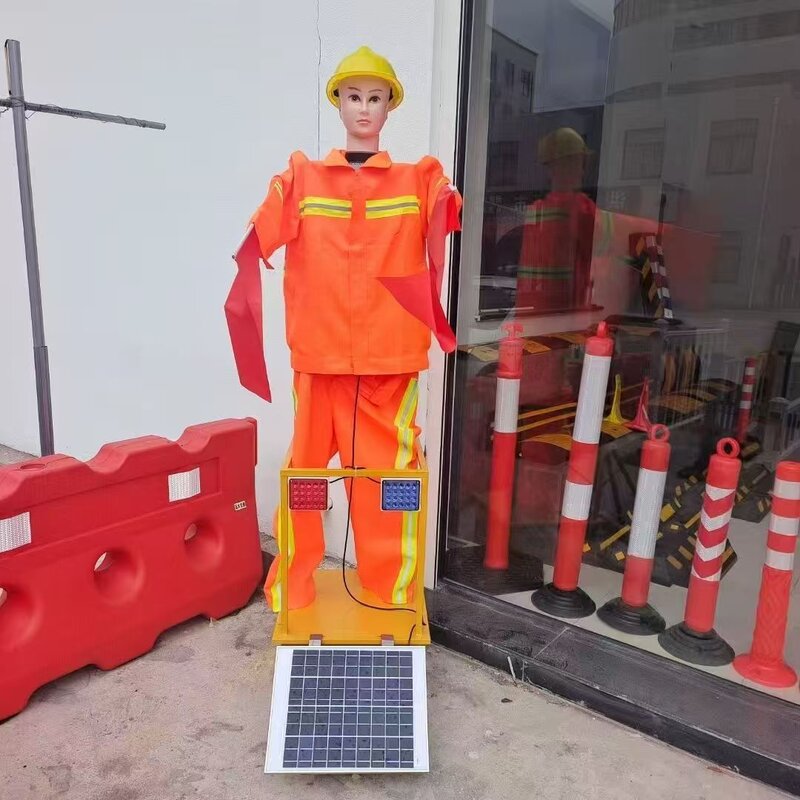 太阳能仿真高速公路摇旗安全员保通机器人交通道路施工假人防撞