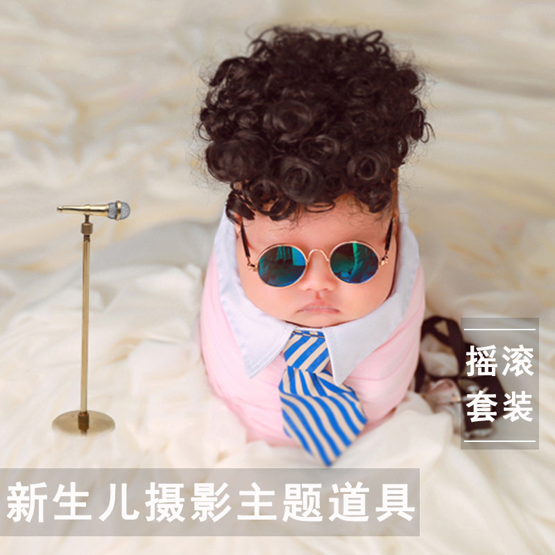 2018新款新生儿摄影服装影楼婴儿满月百天宝宝拍照摇滚主题道具|ruв категории Детская одежда, другие - от Buy2taobao.com для оказания профессиональной услуги покупки агента Taobao