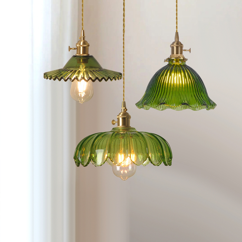 美式复古绿色吊灯卧室床头餐厅吧台法式轻奢高级感入户玄关过道灯