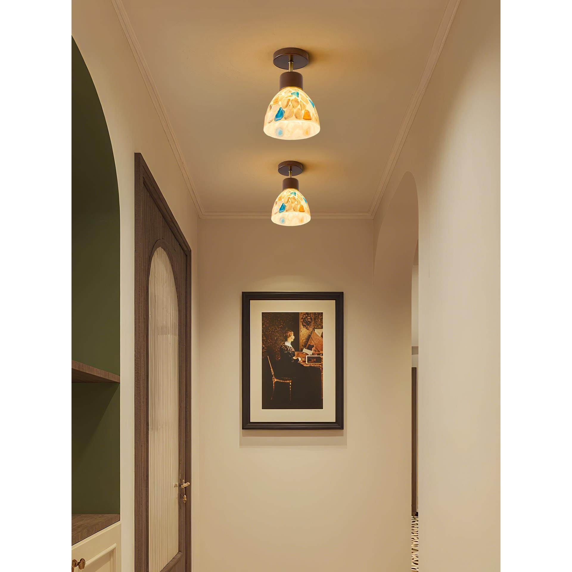 法式中古风走廊过道灯复古高级感贝壳入户玄关灯衣帽间阳台吸顶灯,家装灯饰光源,厨卫/阳台/玄关/过道吸顶灯,淘宝优惠券,粉丝福利购,淘宝优惠卷