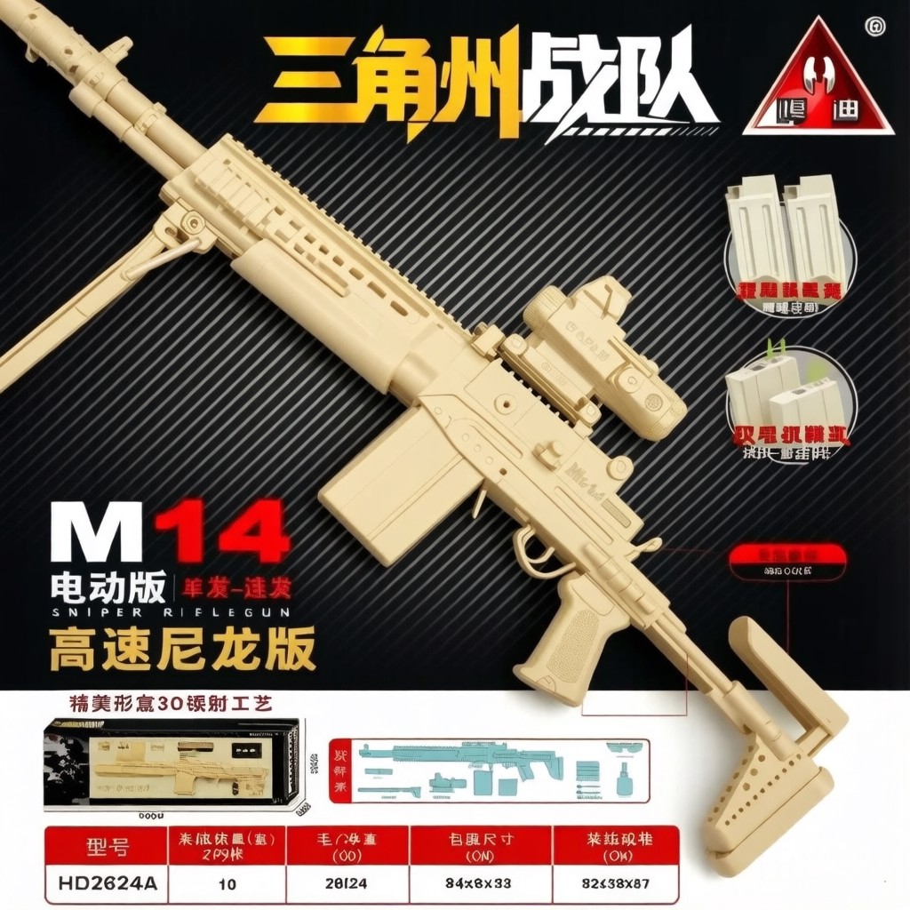 悍迪男孩M14高速尼龙预供玩具枪图片