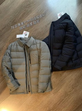 大工厂灰鹅绒！秋冬季男士轻便防水保暖修身简约压胶翻领羽绒服潮