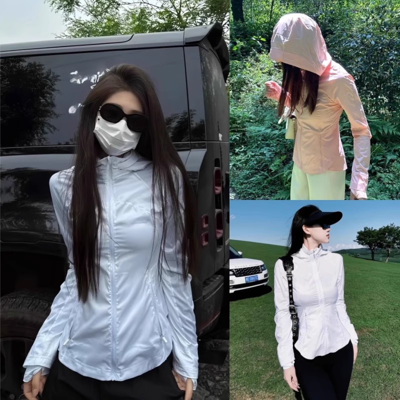 冰感空调衣2025夏季女款山系户外轻薄纯色简约连帽防晒夹克C1800