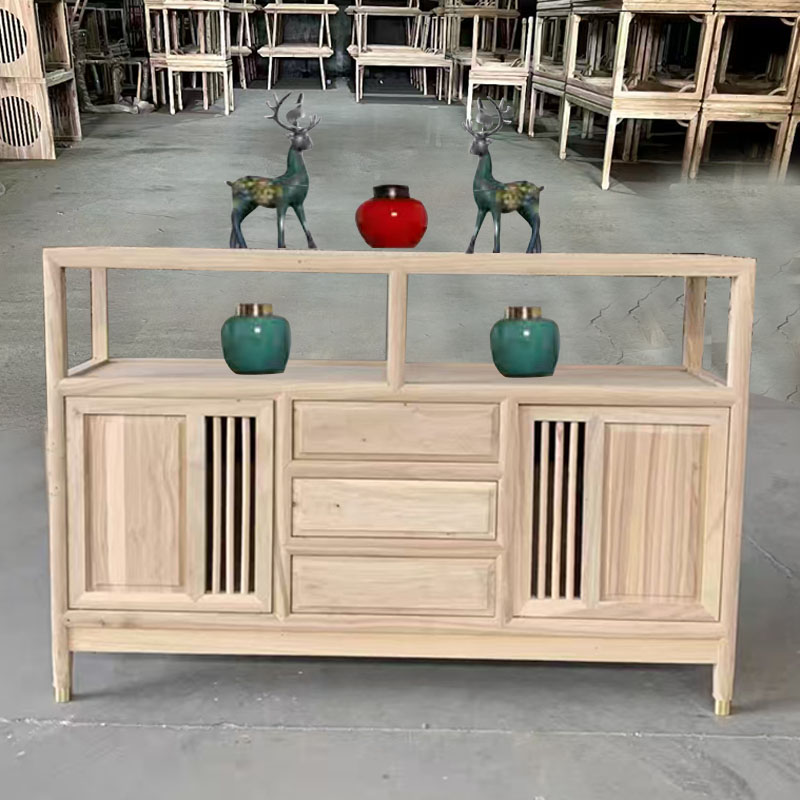 新中式榆木免漆烫蜡柜白胚家具