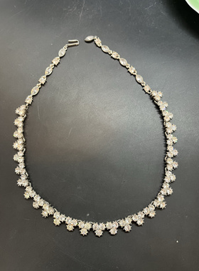 孤品中古vintage翠法丽trifari银色新艺术风格短款项链打标70年代