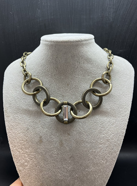 设计师品牌Sam eledman复古铜简约圆圈短款项链轻奢个性时尚