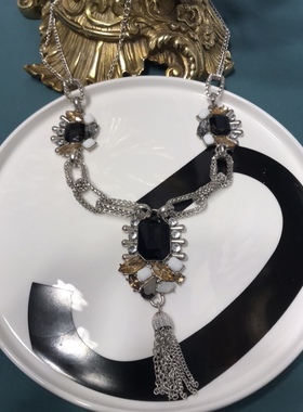 Robert rose中古夸张银色宝石长款项链