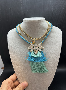 Anne Klein蓝色流苏长款毛衣链时尚百搭女款项链质量附近都非常好