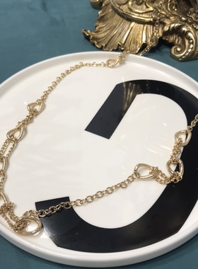 Vintage金色铜镀真金简约长款圈圈链条毛衣链保存品