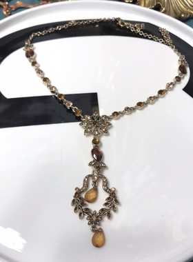 Vintage中古trifari翠法丽精致复古宫廷y型短款项链女 无标