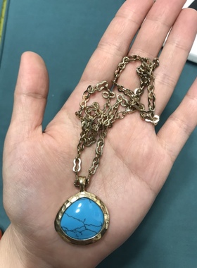 复古松石不规则短款项链 3654