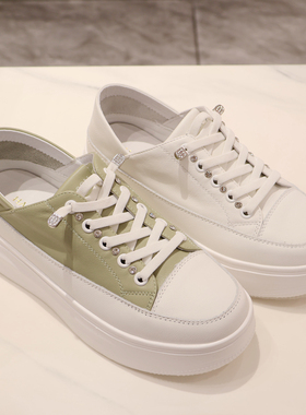 HARSON哈森女鞋 HCM250302 2025年百搭平跟厚底休闲小白鞋