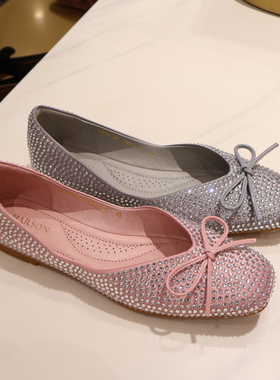 哈森女鞋 HS257128 HARSON2025年春款 满钻蝴蝶结 商场新品