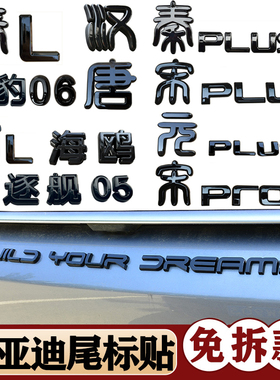 比亚迪秦l宋汉改装车标黑色驱逐舰海鸥ev唐海豹06套件字母元黑化