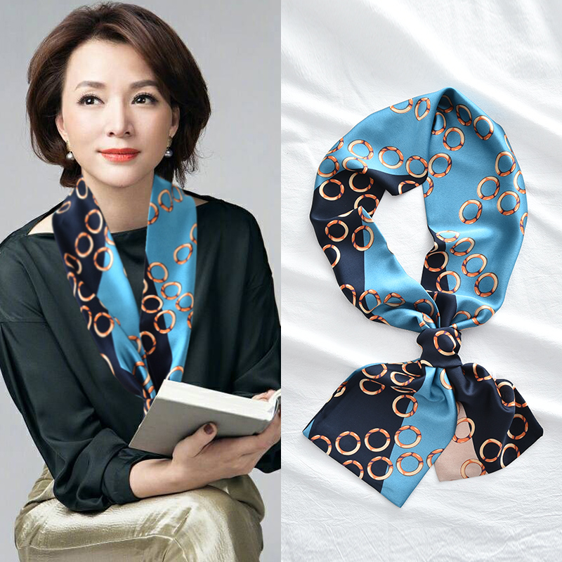 春秋韩国细窄洋气时尚风长方巾