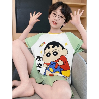 胖东来儿童莫代尔睡衣男童夏季短袖青少年男孩2025新款中大童夏款