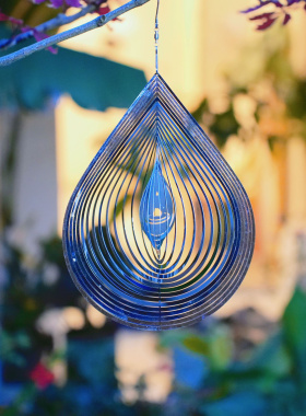 沐子哥庭院不锈钢花园别墅创意装饰挂件风转风铃小众3D炫彩风转