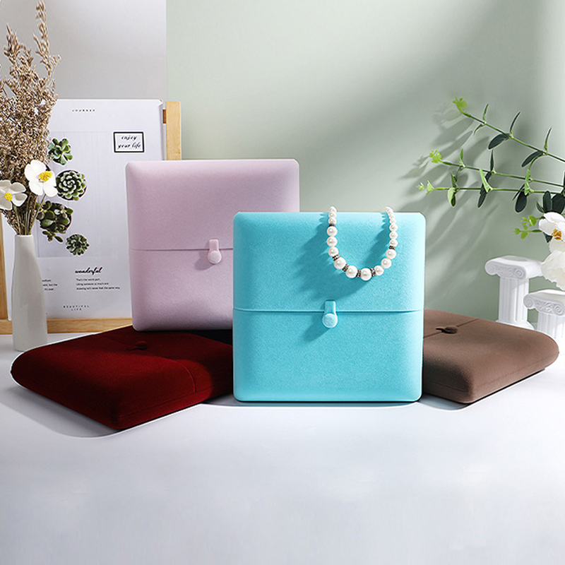 绒布双开盒珍珠项链礼品盒吊坠盒