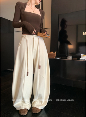 MLS chill镰刀 垂垂空气感秋冬阔腿裤女2025新款百搭系带拖地长裤