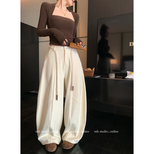 百搭系带拖地长裤 MLS 女2025新款 垂垂空气感秋冬阔腿裤 chill镰刀